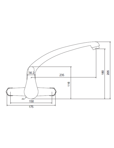 Grifo Monomando De Pared Con Caño Alto BASIC
