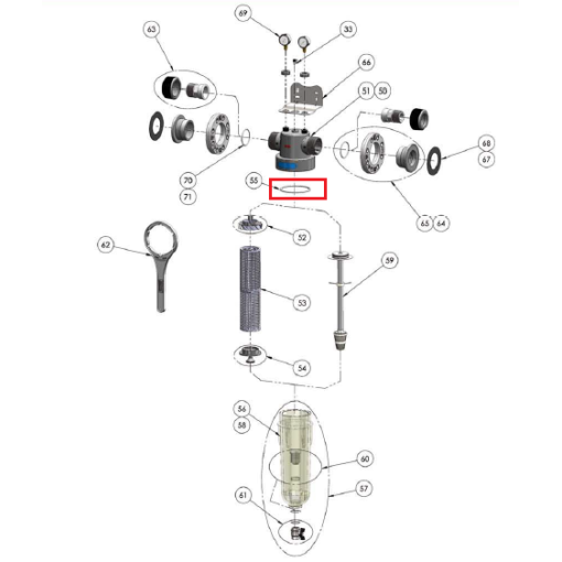 JUNTA TORICA CABEZAL FILTRO NW 500/650/800