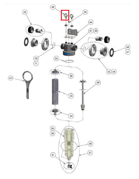 MANOMETRO 1/4" NW 500/650/800
