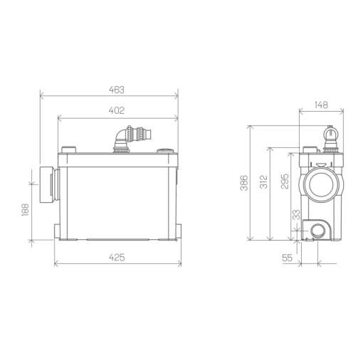 Triturador Empotrable Para WC, Lavabo, Ducha Y Bidé SANIPACK