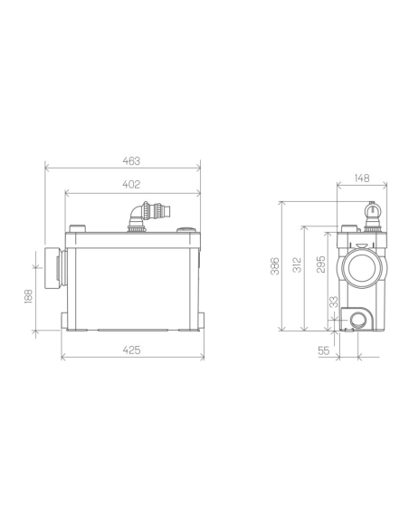 Triturador Empotrable Para WC, Lavabo, Ducha Y Bidé SANIPACK