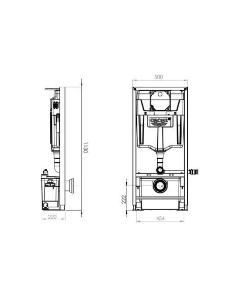 SANIWALL PRO UP - Bastidor Grohe con cisterna y triturador para baño completo + paneles exteriores