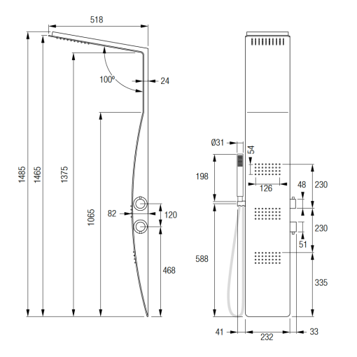 Columna  De Ducha  Con Grifería Monomando DALIA