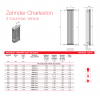 Opciones de medidas para el Radiador Decorativo Zehnder Charleston 3 columnas vertical 1,80m. De Runtal