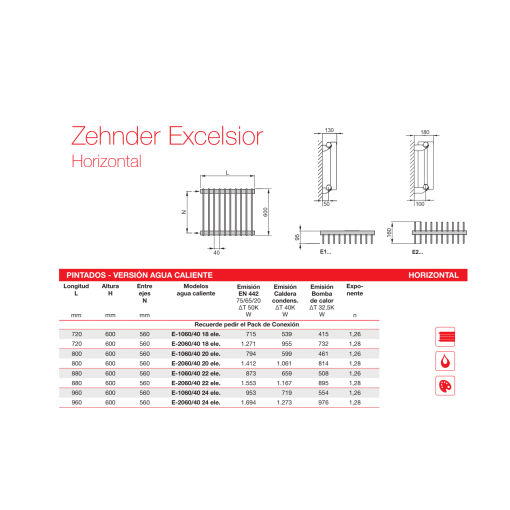Radiador Decorativo Zehnder Excelsior Horizontal Doble