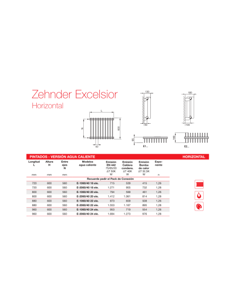 Radiador Decorativo Zehnder Excelsior Horizontal Doble
