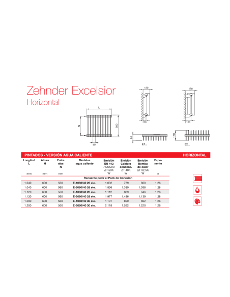 Radiador Decorativo Zehnder Excelsior Horizontal Doble