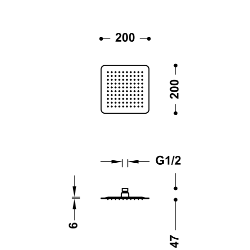 Rociador ducha cuadrado TRES