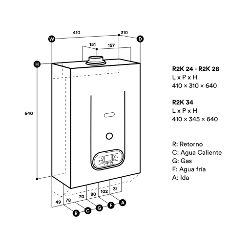 CALENTADOR TERMOSTÁTICO A GAS HELIOS