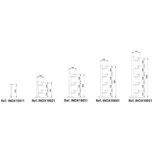 BATERIA DE CONTADORES DE ACERO INOXIDABLE VERSIÓN COLUMNA