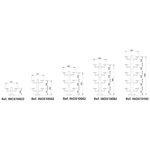BATERIA DE CONTADORES DE ACERO INOXIDABLE VERSIÓN COLUMNA