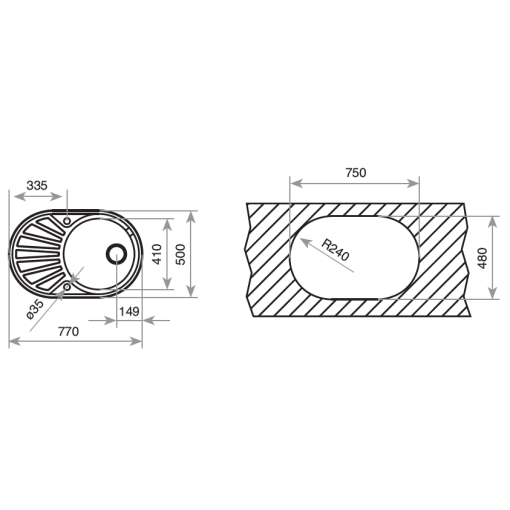 FREGADERO REVERSIBLE TEKA DR-77 1C 1E