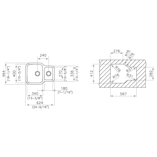 FREGADERO REVERSIBLE TEKA BE 1½C 625