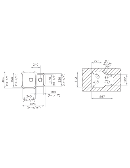 FREGADERO REVERSIBLE TEKA BE 1½C 625