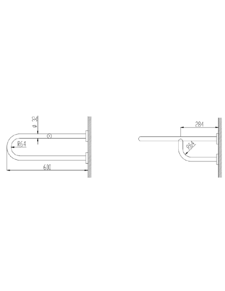 BARRA FIJA DE ACERO CON 3 PUNTOS DE ANCLAJE