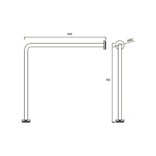 BARRA 90º PARED A SUELO DE ACERO