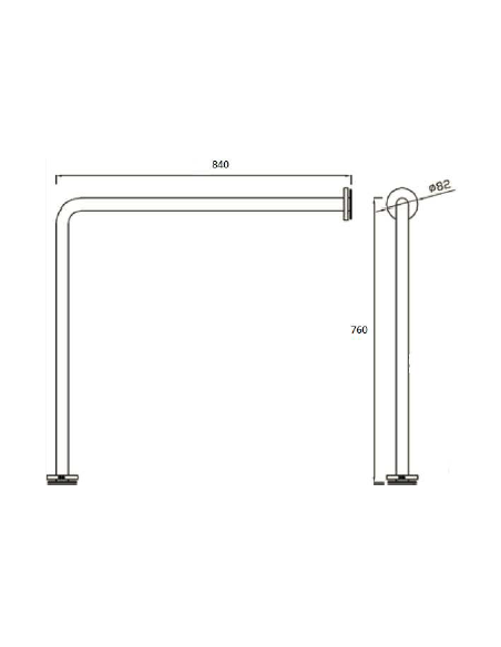 BARRA 90º PARED A SUELO DE ACERO