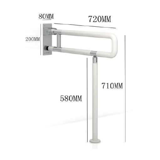 Barra abatible nylon con pata a suelo 700 mm. base inox
