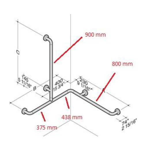 Barra soporte ducha nylon 3 brazos