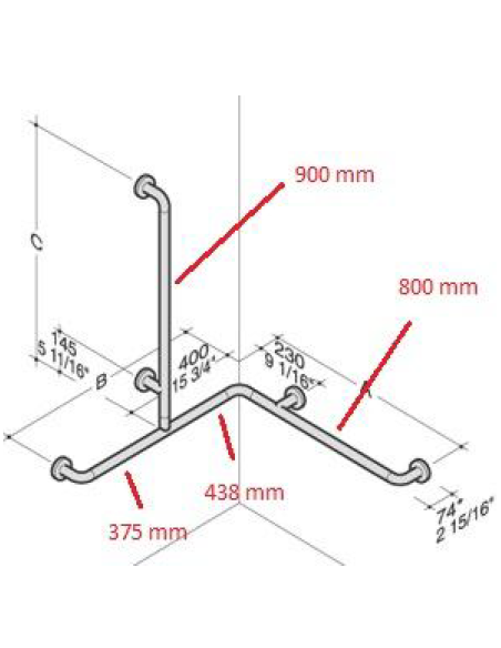 Barra soporte ducha nylon 3 brazos