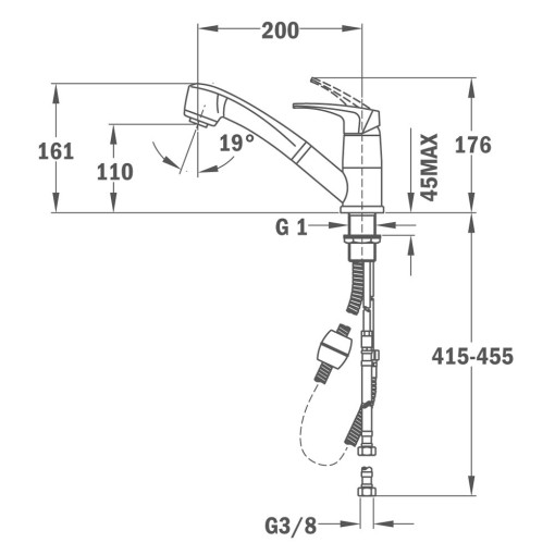 GRIFO DE COCINA MS1  EXT. CROMO