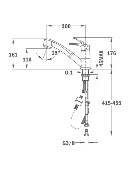 GRIFO DE COCINA MS1  EXT. CROMO