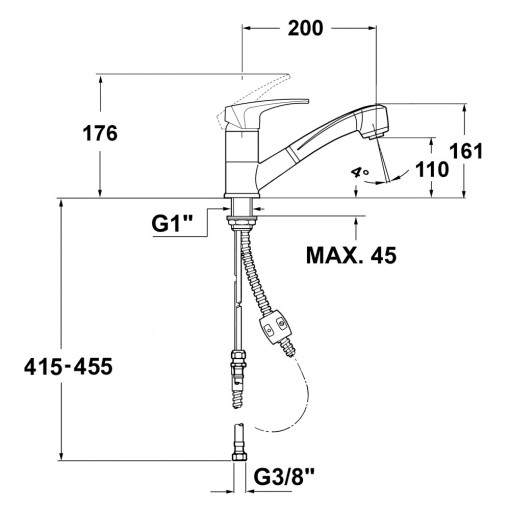GRIFO DE COCINA MS1  EXT. CROMO