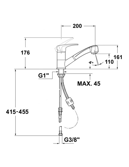 GRIFO DE COCINA MS1  EXT. CROMO