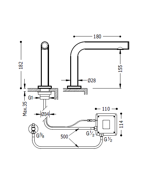 Robinet Électronique Pour 1 Bassin D'eau TOUCH - TRES