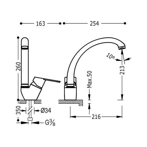 Grifo Monomando De Fregadero Vertical - BIMAX TRES