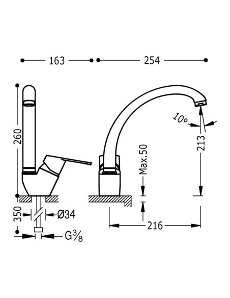 Grifo Monomando De Fregadero Vertical - BIMAX TRES