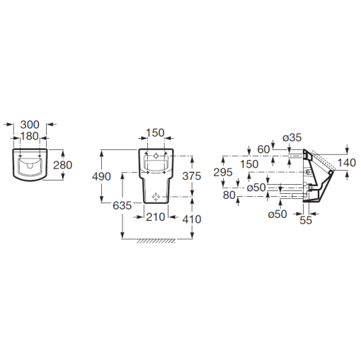 URINARIO DE PARED CON TAPA HALL ROCA