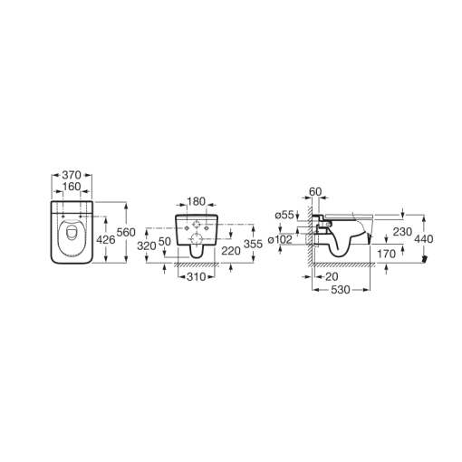 Inodoro mural suspendido INSPIRA SQUARE ROCA