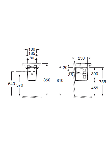 SEMI-PEDESTAL PARA LAVABO MURAL-COMPACT DAMA