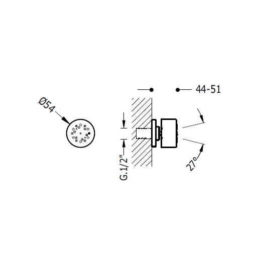 Ducha lateral de hidromasaje 2 funciones TRES