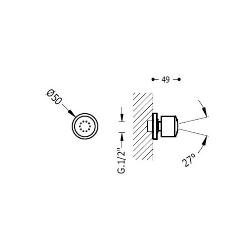 Ducha lateral de hidromasaje 1 función TRES