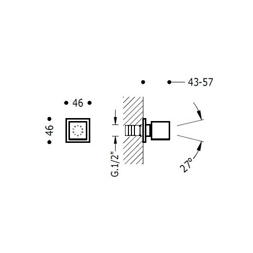 Ducha lateral de hidromasaje cuadrada TRES