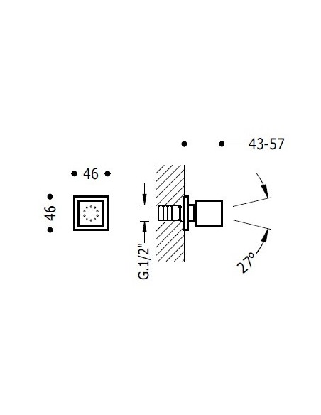 Ducha lateral de hidromasaje cuadrada TRES