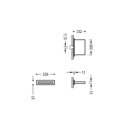 Rociador ducha a pared con cascada INOX TRES