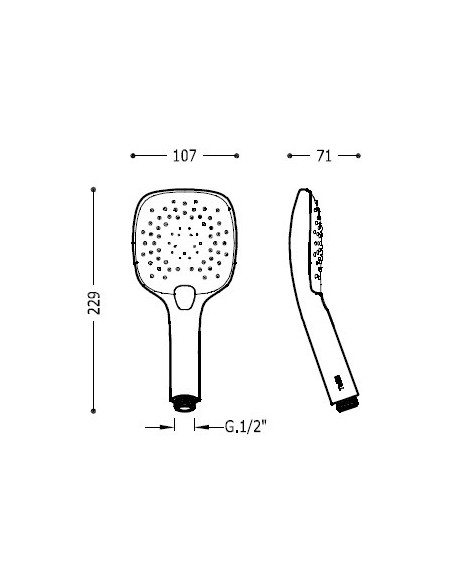 Ducha masaje cuadrada con 3 tipos de chorro TRES