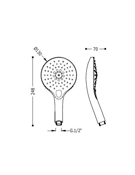 Ducha masaje redonda 3 tipos de chorro y masaje TRES