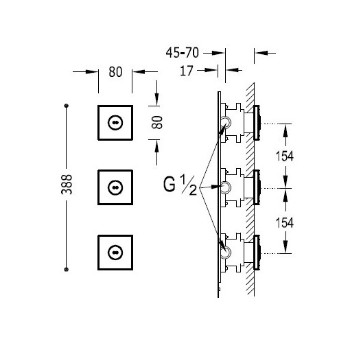Juego 3 Jets Empotrados Para Hidromasaje TRES