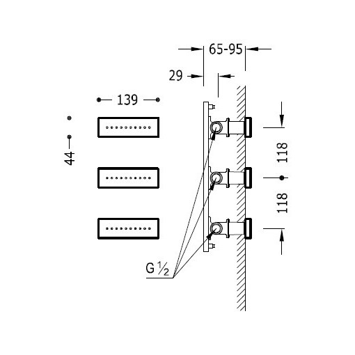 Juego 3 Barras De Jets De Hidromasaje Empotrados TRES