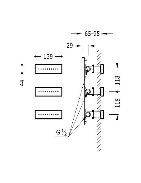 Juego 3 Barras De Jets De Hidromasaje Empotrados TRES