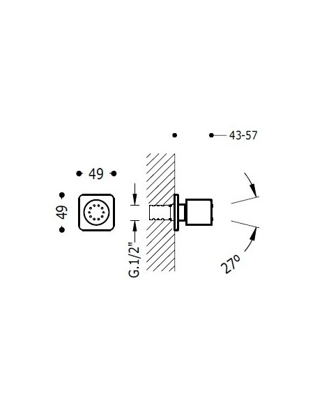 Ducha lateral de hidromasaje orientable TRES