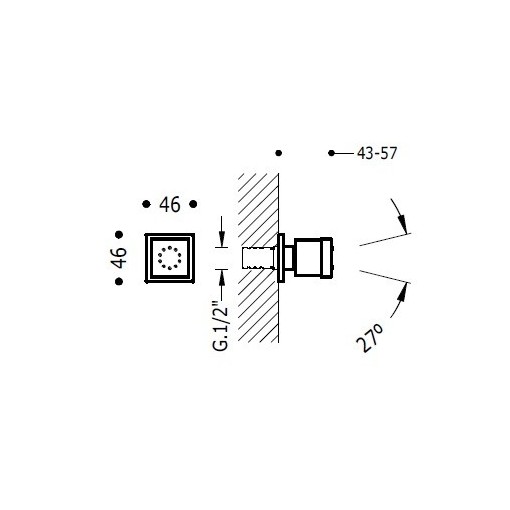 Ducha lateral rectangular de hidromasaje orientable TRES