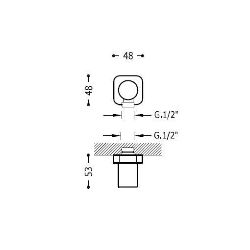Codo toma pared para flexo Toma agua 1/2"