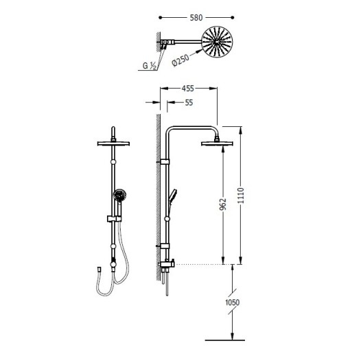 Barra De Ducha Deslizable Sobre Sus Soportes TRES