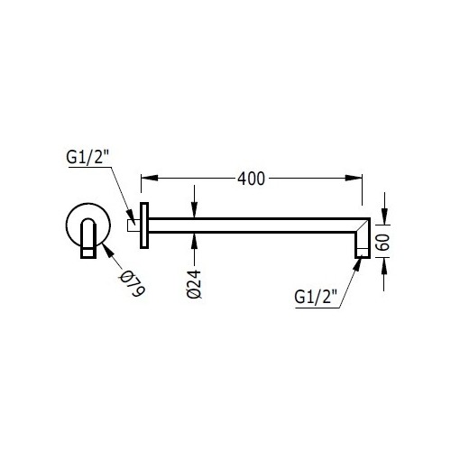 Arm to the base wall round for shower sprayer TRES