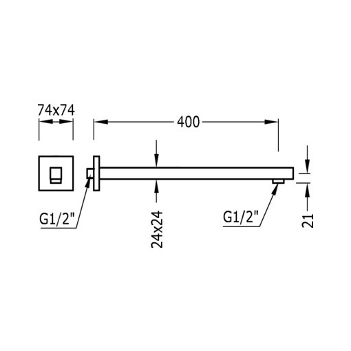 Brazo a la pared rectangular para rociador ducha TRES